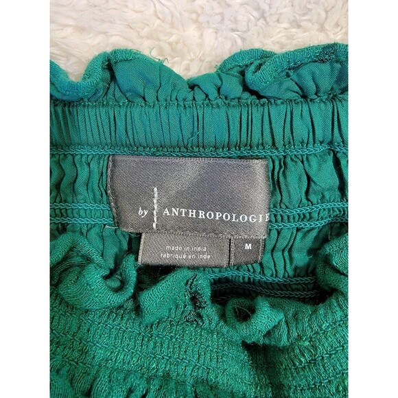 Anthropologie Bonnie Smocked Midi Dress Embroidered Green M Boho - Picture 4 of 11